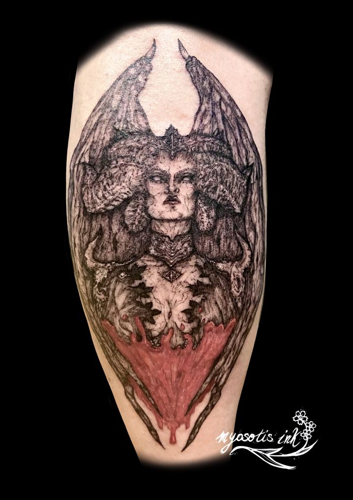 Tattoo von Luca: Dämonin mit Flügeln